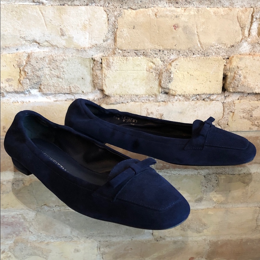 Stuart Weitzman blue velvet slip on ballerina flats size 7